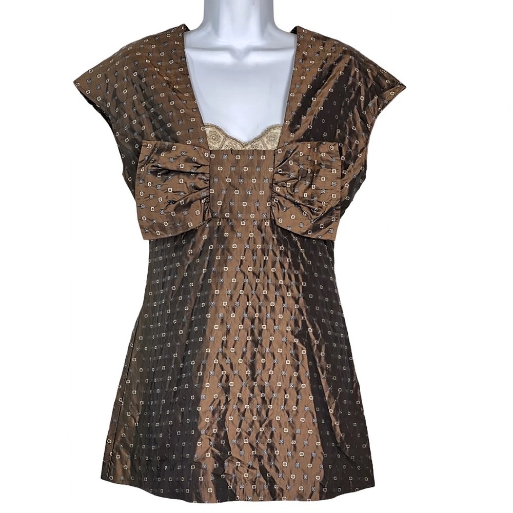 Alicia Bell Brown Silk Bow Blouse 4